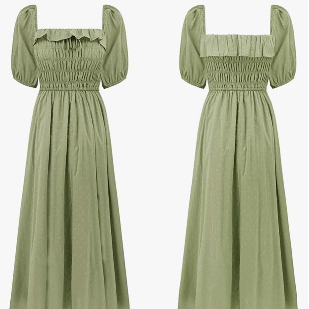 Viral cottage core dress in green NWOT